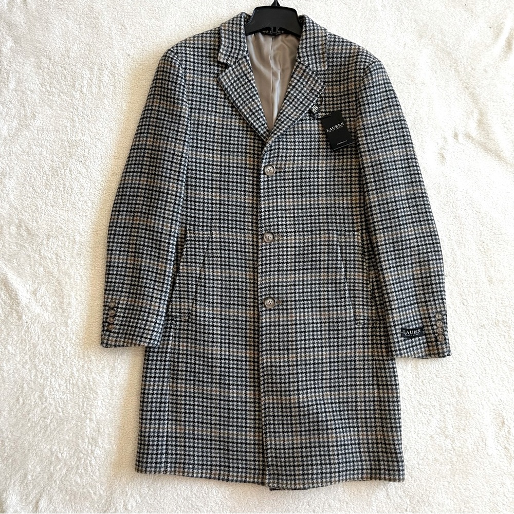 NWT LAUREN RALPH LAUREN Men’s Luther Luxury Blend Overcoat Blue Earth 36R